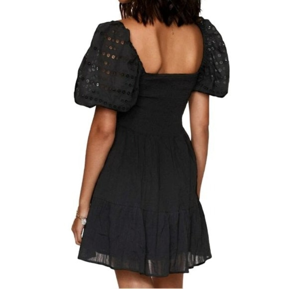 HEARTLOOM Cella Embroidered Eyelet Puff Sleeves Smocked Tiered Mini Dress - Picture 4 of 10